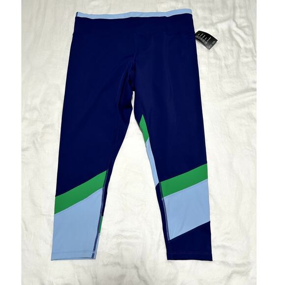ID Ideology Womens Plus Size 1X Color Block 7/8 Legging Pants Blue Gym Yoga New - Picture 2 of 7